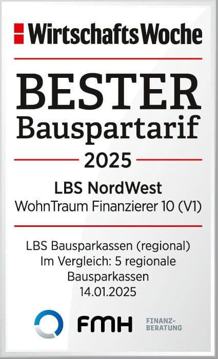 Siegel "Bester Bauspartarif 2025 LBS NordWest"